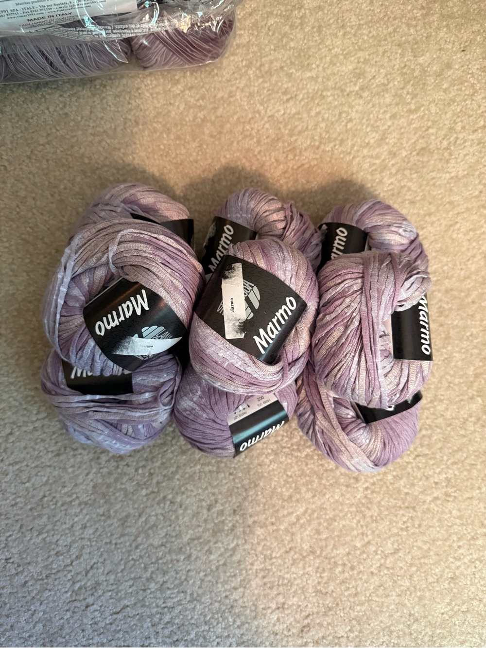Yarn, Marmo,Lavender Ribbon Yarn by Marmo - Soft Lilac Fiber Arts Skeins